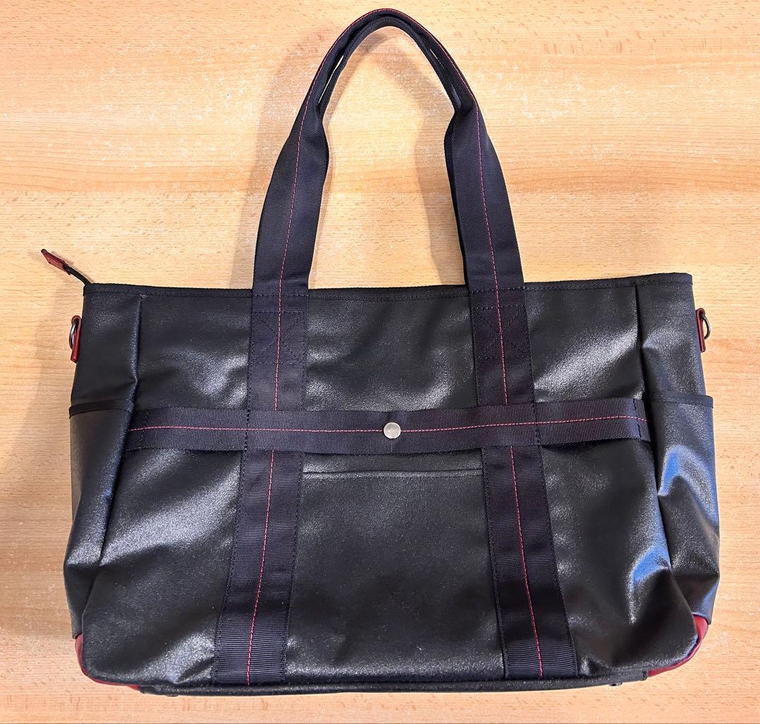 森野帆布　ビジネストートバッグ L 【ブラック×レッド】