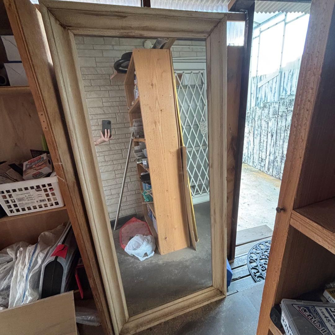 【最終値下げ】アンティーク調ホワイトフレーム全身鏡 姿見 サロン向け たのメル便