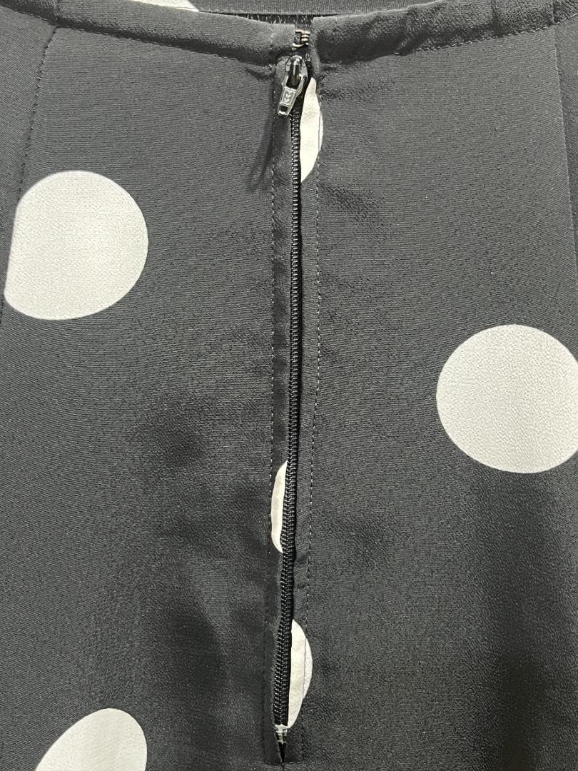 フラメンコ 1段フリルペチコート ブラック×ホワイト水玉